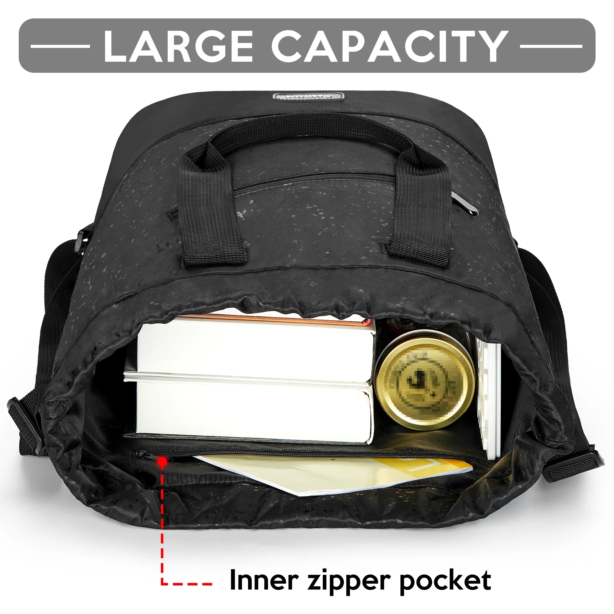 Composite Nylon Outdoor Backpack – Lightweight Reflective Bundle-Pocket Daypack | Black Travel & Hiking Bag