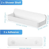 2-Pack Adhesive Shower Caddy – No-Drill Plastic Wall Shelves for Shower & Bath Storage