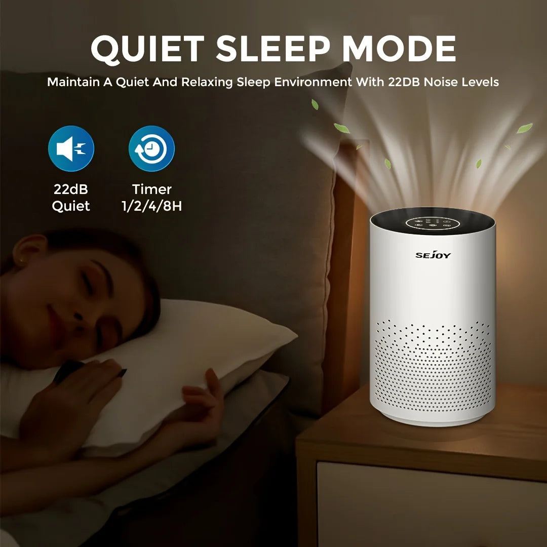SEJOY Air Purifier – H13 HEPA Filter, 22 dB Sleep Mode & 360° Air Intake for Home & Bedroom