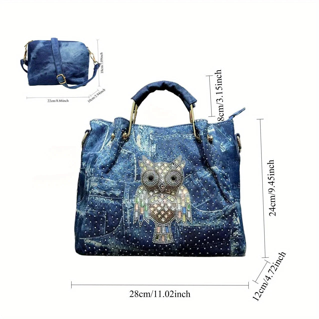 2-Piece Women’s Inlaid Elegant Shoulder Bag Set – Personalized Y2K Digital Print Street Style