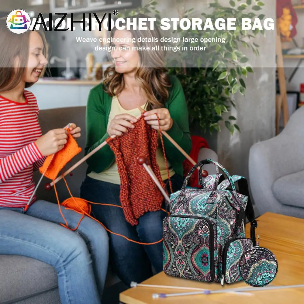 Portable Knitting & Crochet Yarn Organizer Bag – Large-Capacity Craft Storage | Lightweight Sewing & Hook Travel Bag with USB Feature