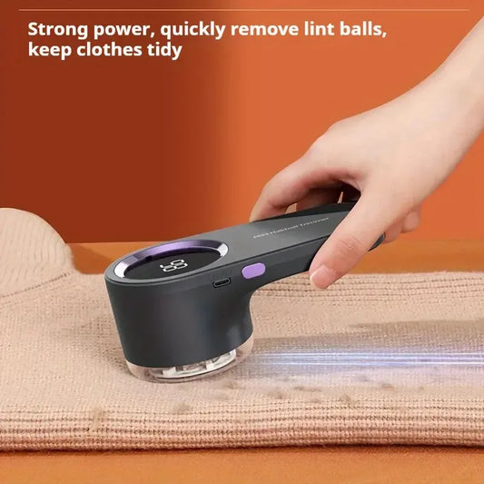 USB Rechargeable Electric Lint Remover – LED Display Fabric Shaver for Clothes, Bedding, Carpets & Sofas
