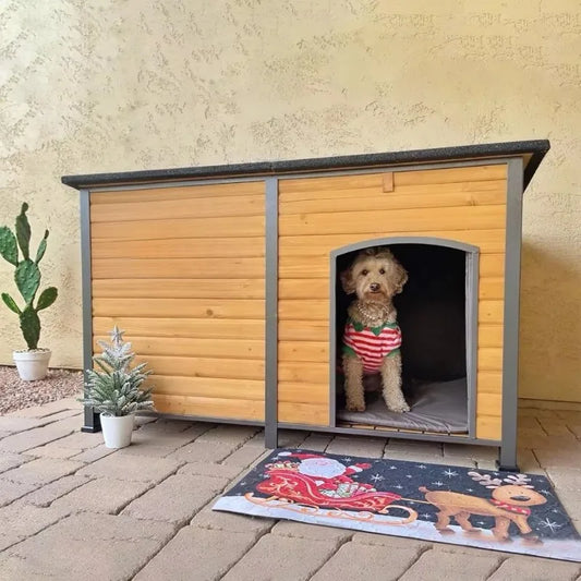 Large Insulated Dog House – 59" Waterproof Outdoor & Indoor Kennel with Winter Liner