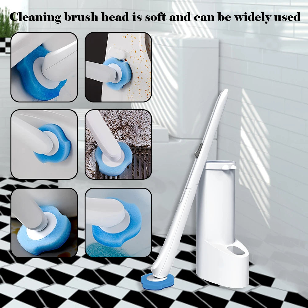 Wall-Mounted Disposable Toilet Brush & Holder Set – Includes 8/16/24 Refill Heads