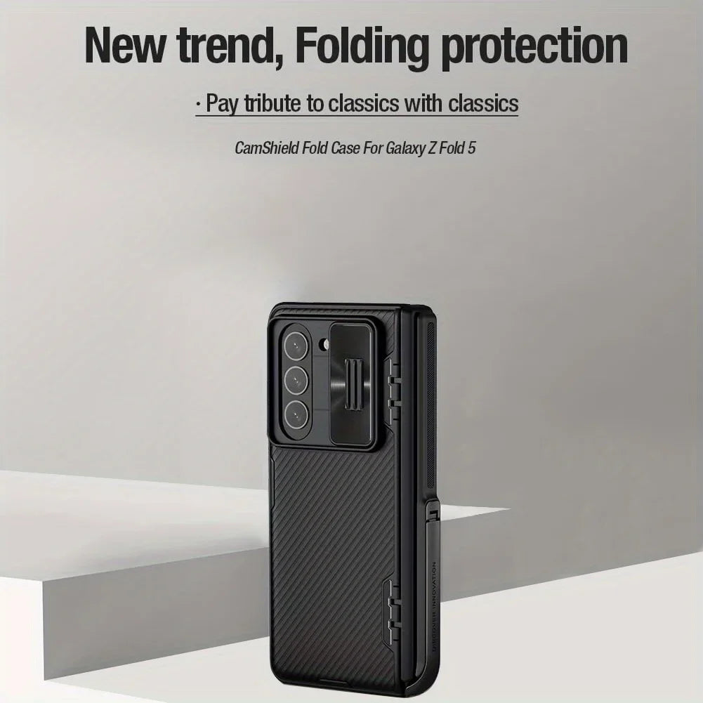 Shockproof Samsung Galaxy Z Fold 5 Case – Built-in Kickstand, Sliding Camera Cover & Full Hinge Protection