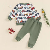 Lioraitiin Baby Boys Set – Long Sleeve Crew Neck Sweatshirt & Elastic Waist Sweatpants Infant Clothes