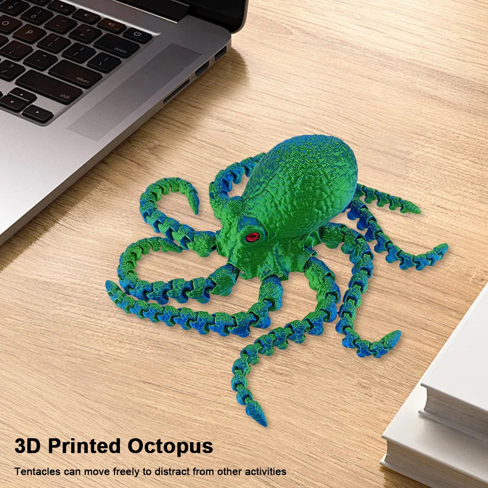3D Printed Articulated Octopus – Sea Life Decorative Model Toy for Home & Office Desk Décor