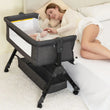 Chicco Next2Me Essential Bedside Crib – 3-in-1 Baby Bassinet, Bedside Sleeper & Crib with Wheels, Storage Basket & Adjustable Height