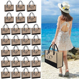 Large Capacity Jute & Canvas Shoulder Bag – Commuter Tote for Work & Outdoor