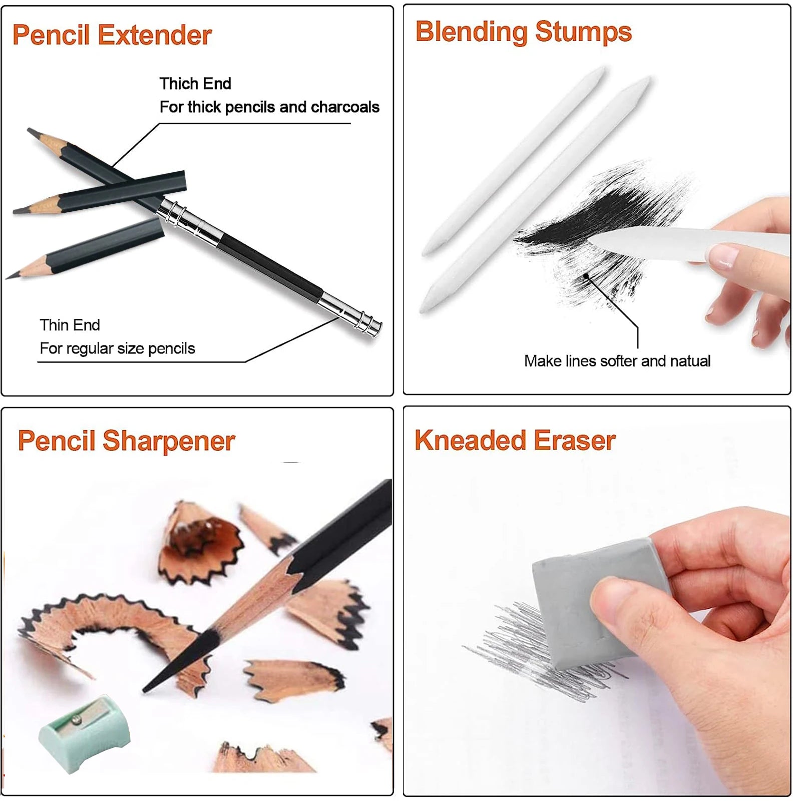 Drawing Pencil Art Set – 26-38 Piece Graphite & Charcoal Sketching Kit with Blending Stumps