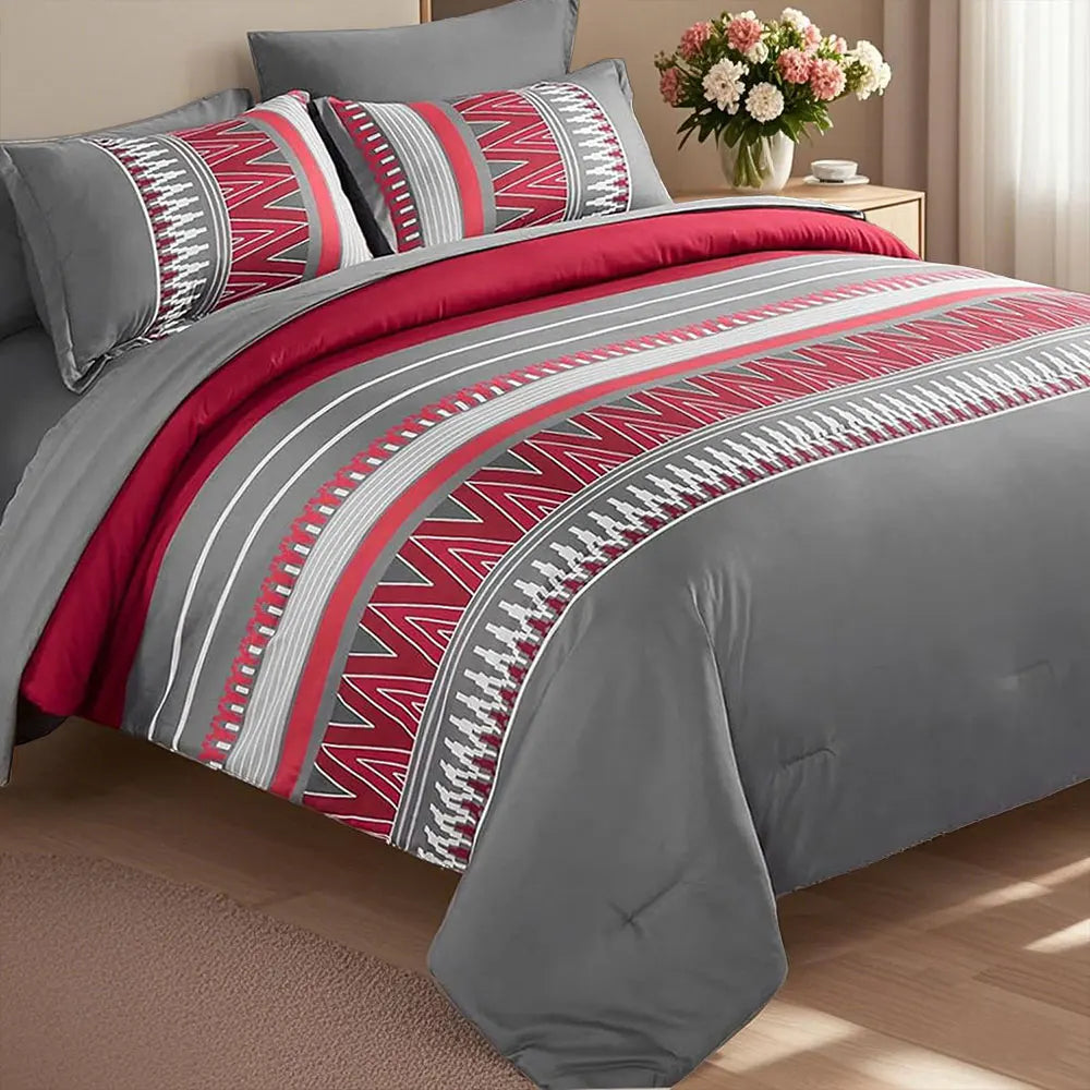 7-Piece Printed Comforter Set – Soft All-Season Bedding Ensemble