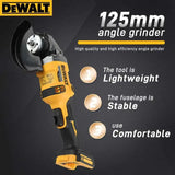 DEWALT DCG414 Brushless Angle Grinder – 125 mm / 4½″-6″ Disc, 9,000 RPM, Kickback Brake