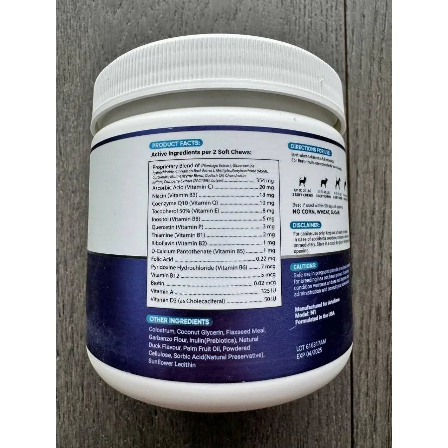 20-in-1 Dog Multivitamin Chewables – Complete Senior & Puppy Supplement with Glucosamine for Joints, Hip Support, Immunity & Overall Wellness