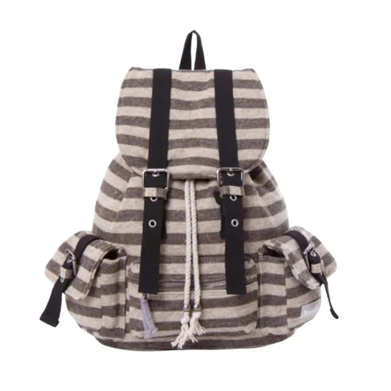 Retro Stripes School Backpack — Large-Capacity Unisex Student & Commuter Bag