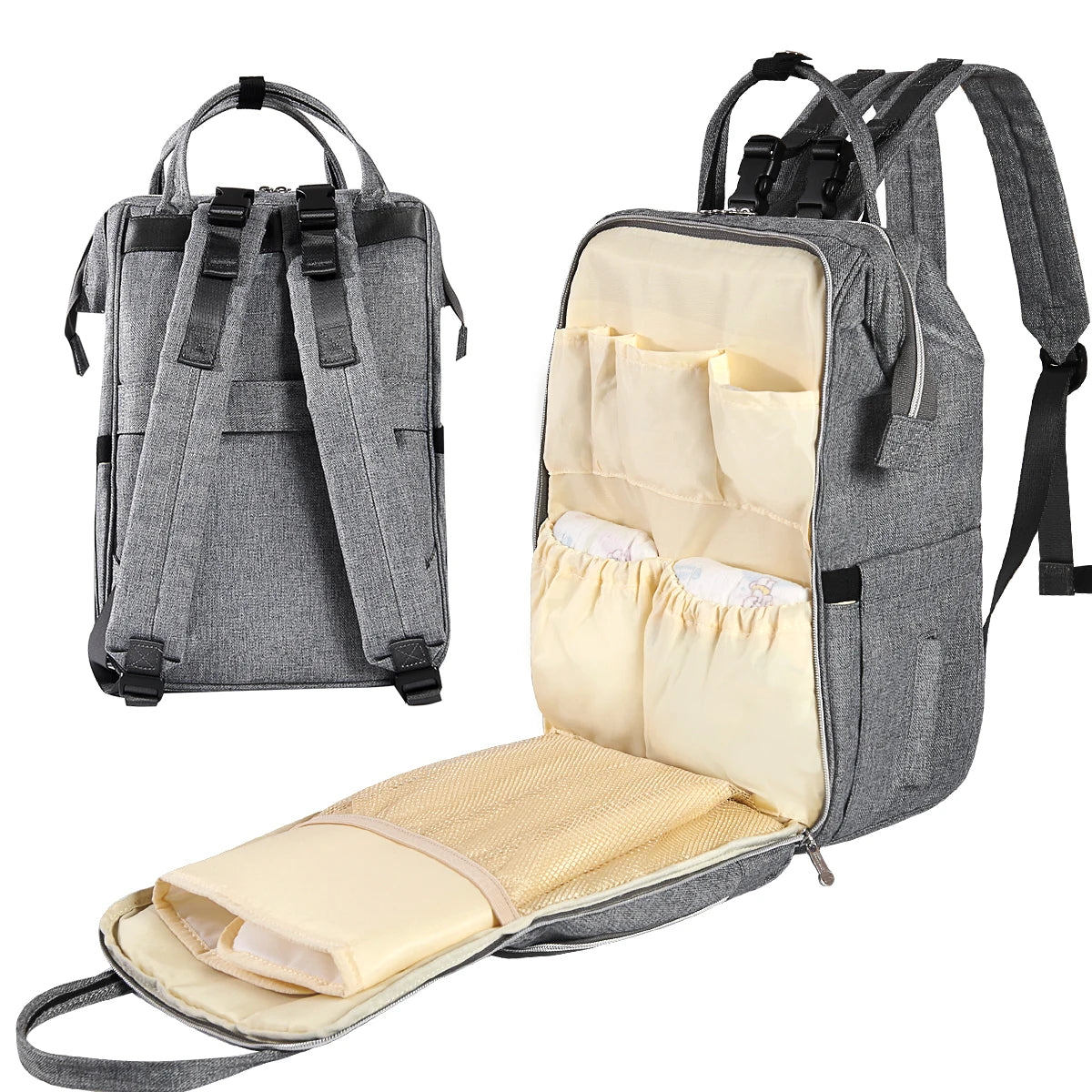 Sunveno Stylish Upgrade Diaper Bag Backpack – 20L Large Capacity Multifunction Travel Maternity Baby Bag