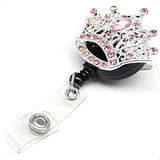 👑 Crystal Rhinestone Crown Badge Reel – Retractable ID Card Holder with Decorative Crown Design for Nurses & Office Staff