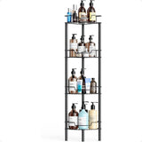 4-Tier Stainless Steel Corner Shower Caddy with Shelves – Floor-Standing Bathroom Storage Rack
