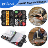 263-Piece Fishing Accessories Set with Tackle Box – Includes Pliers, Jig Hooks, Sinkers, Swivels, Snaps & Sinker Slides | Complete Fishing Kit