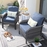 “2-Piece Patio Furniture Set – Outdoor Wicker Loveseat Sofa with High Back & Glass Coffee Table, All-Weather Rattan”