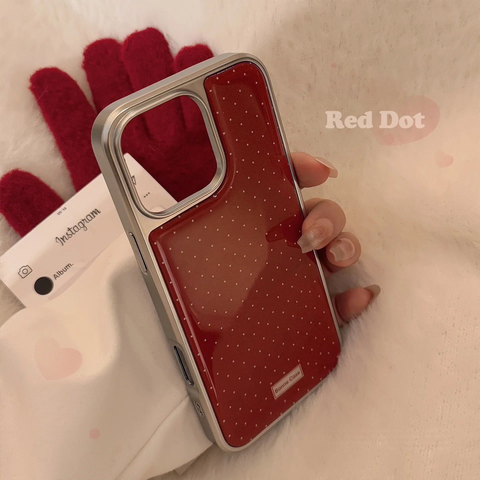 Retro Style Polka Dot Phone Case – Electroplated Slim Protective Back Cover for iPhone 11/12/13/14/15/16 Pro Max