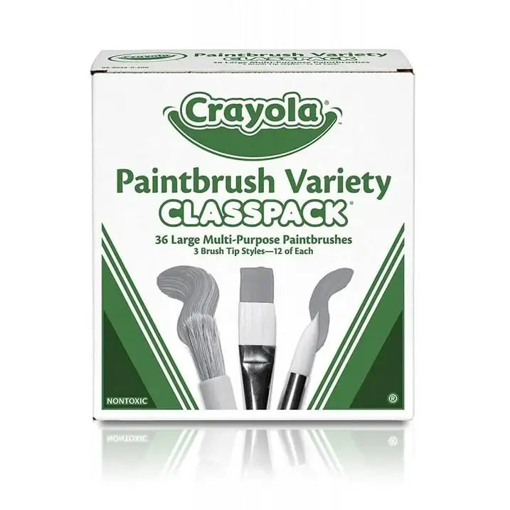 Crayola Paintbrush Variety Classpack – 36 Bulk Paint Brushes for Classroom Art, School Projects & Creative Activities