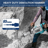 Demolition Jack Hammer – 14.5AMP SDS Hex Concrete Breaker | 65 Joules Heavy-Duty Electric Chipping Tool