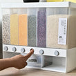 Wall-Mounted Cereal & Dry Food Dispenser 10L – Rice & Grain Storage Container with Measuring Cup for Kitchen & Pantry