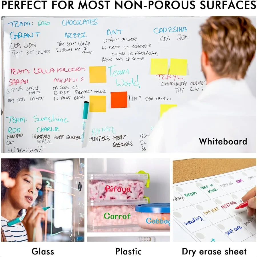 Magnetic Whiteboard Markers – 20-Pack Fine Tip Dry Erase Pens with Built-In Erasers for Whiteboards & Glass Boards ✍️