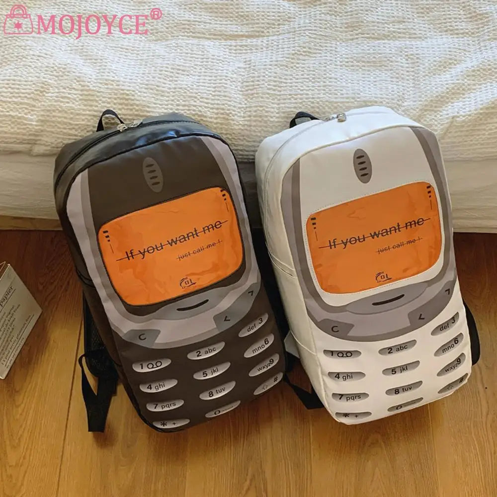 Mobile Phone Shape Fashion Backpack — Large-Capacity PU School Bag for Men, Women & Students