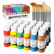 Fantastory 24-Color Acrylic Paint Set with 12 Professional Brushes – Ideal for Canvas, Glass & Wood 🎨🖌️