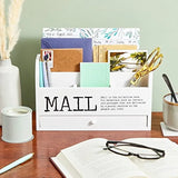 White Wooden 3-Tier Desktop Mail Organizer with Drawer – Wall-Mounted & Countertop File Holder