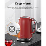 Electric Tea Kettle with Temperature Control & Keep-Warm Function – 5 Presets, Red Finish