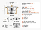 Vevor 4-Pack Chafing Dish Buffet Set – Stainless Steel Chafer with 4 Full-Size Pans, Round Catering Warmers for Parties & Banquets
