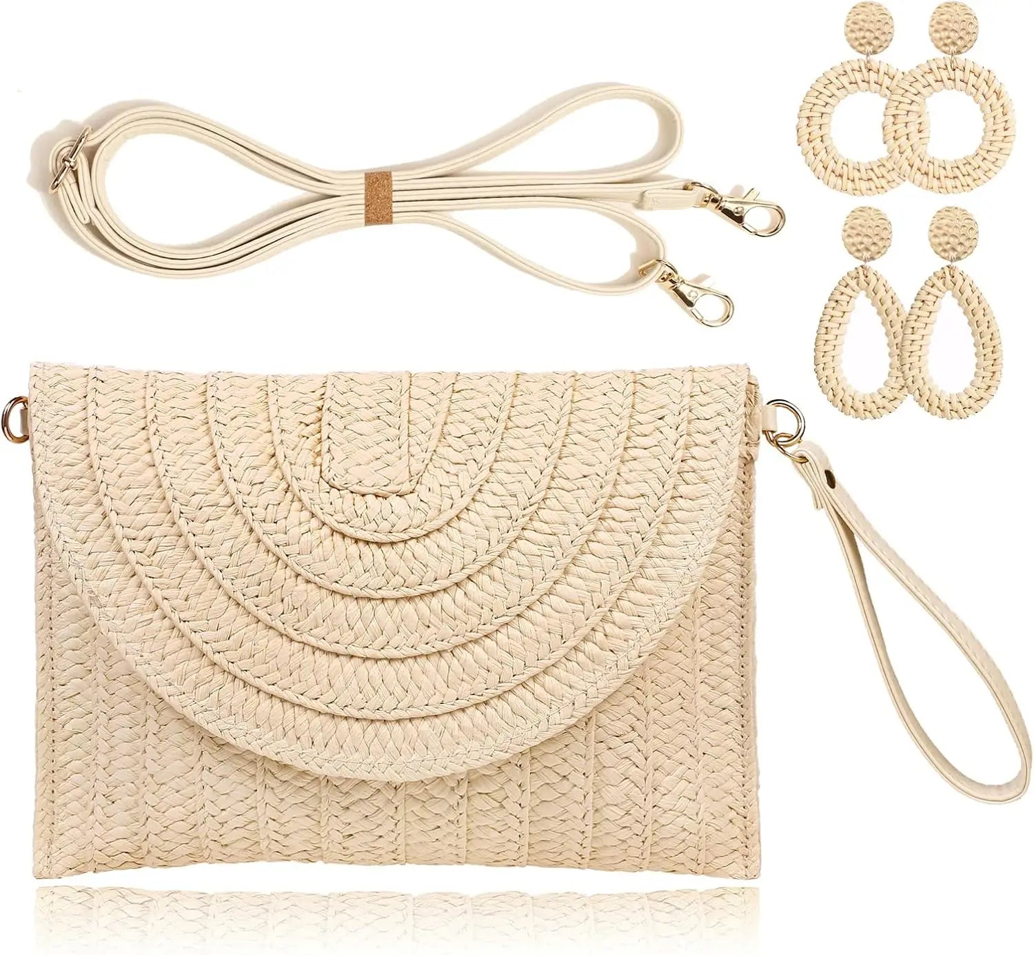 Women’s Woven Straw Envelope Clutch – Summer Beach Handbag & Casual Boho Purse for Vacations and Daily Use