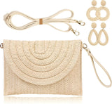 Women’s Woven Straw Envelope Clutch – Summer Beach Handbag & Casual Boho Purse for Vacations and Daily Use
