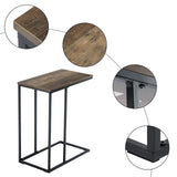 Brown MDF & Iron Rectangle Side Table – 48×28×58 cm Single-Layer C-Type