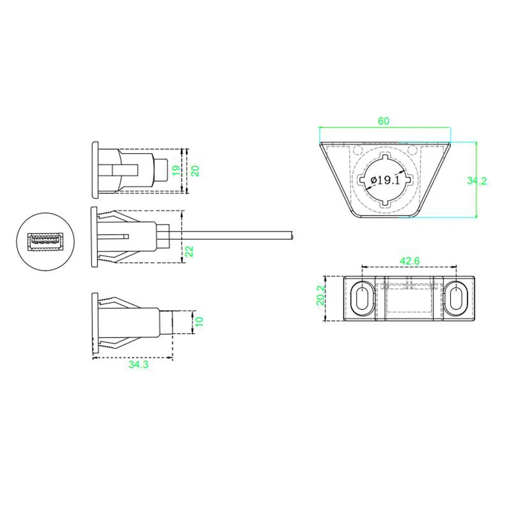 1 m USB 3.0 Male-to-Female Panel Mount Cable – 5 Gbps USB-C 3.0 Extension for Car/Truck/Boat/Motorcycle Dashboard