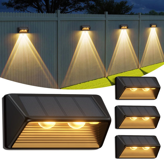 Solar Fence & Step Lights (4/8/12 Pack) – Cool & Warm White LED | Waterproof Outdoor Wall, Stair & Yard Lighting