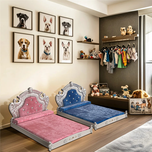 BingoPaw Luxury Pet Bed – Dutch Velvet Sofa with Headboard for Medium & Large Dogs