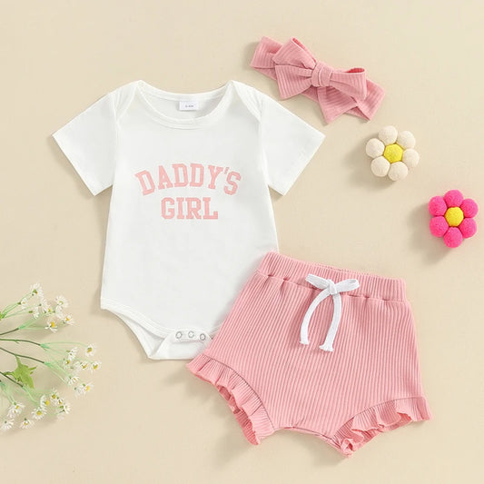 Toddler Girls 2-Piece Summer Outfit – Sleeveless Floral Print Top, Ruffle Shorts & Matching Headband Set for Baby Girls
