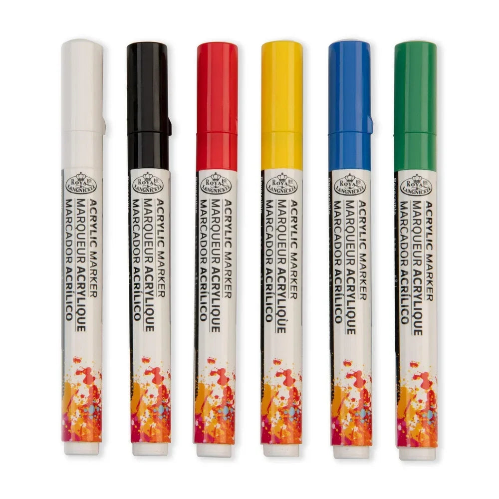 Acrylic Paint Markers – 6-Pack Reversible Tip Art Pens for Lettering, Illustration & Crafting 🎨