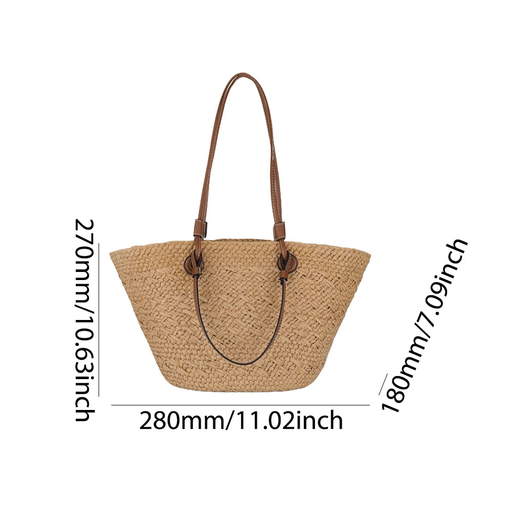 Women’s woven tote bag – large-capacity summer beach handbag, trendy braided shoulder bag for parties, vacation & daily stylish use