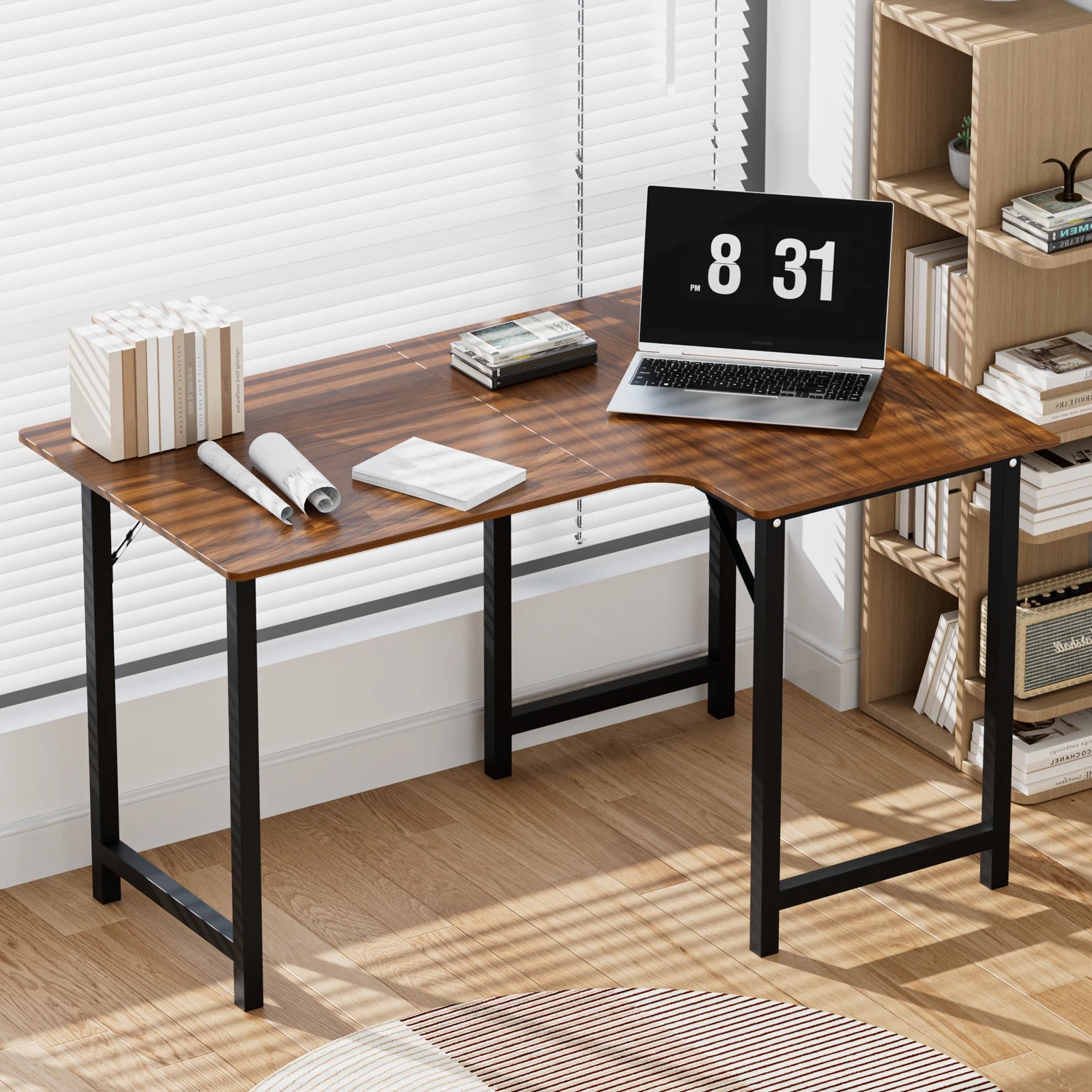 Modern L-Shaped Computer Desk – Compact Corner Writing, Study & Gaming Table for Home Office with Easy Assembly