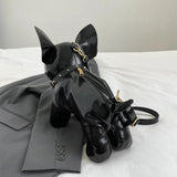 Unisex Bulldog-Shaped PU Leather Crossbody Bag – Adjustable Strap Shoulder Handbag