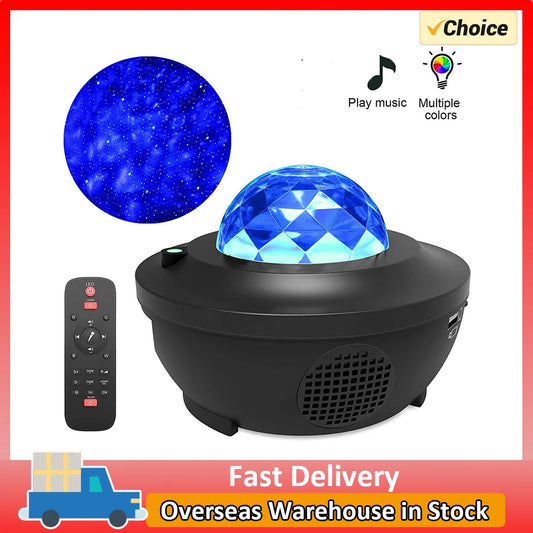 LED Starry Projector Night Light – Galaxy Star Lamp with Bluetooth Music Player, USB Powered Romantic Ocean Projector for Kids & Gifts