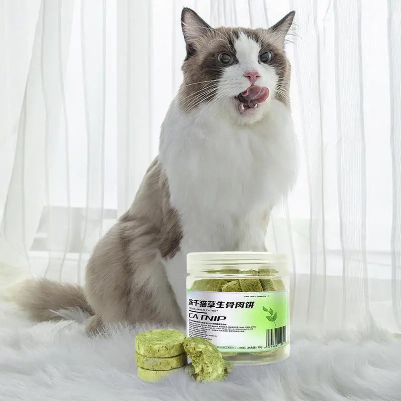 Cat Grass Treats – Freeze-Dried Chew Biscuits for Kittens & Adult Cats, Teeth Cleaning & Healthy Digestive Support