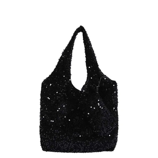 Large Capacity Sequin Tote Bag for Women – Slouchy Hobo Under-Arm Purse for Work, Travel & Shopping