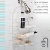 4-Tier Metal Shower Organizer with Hooks – Rust-Resistant Bathroom Storage Rack