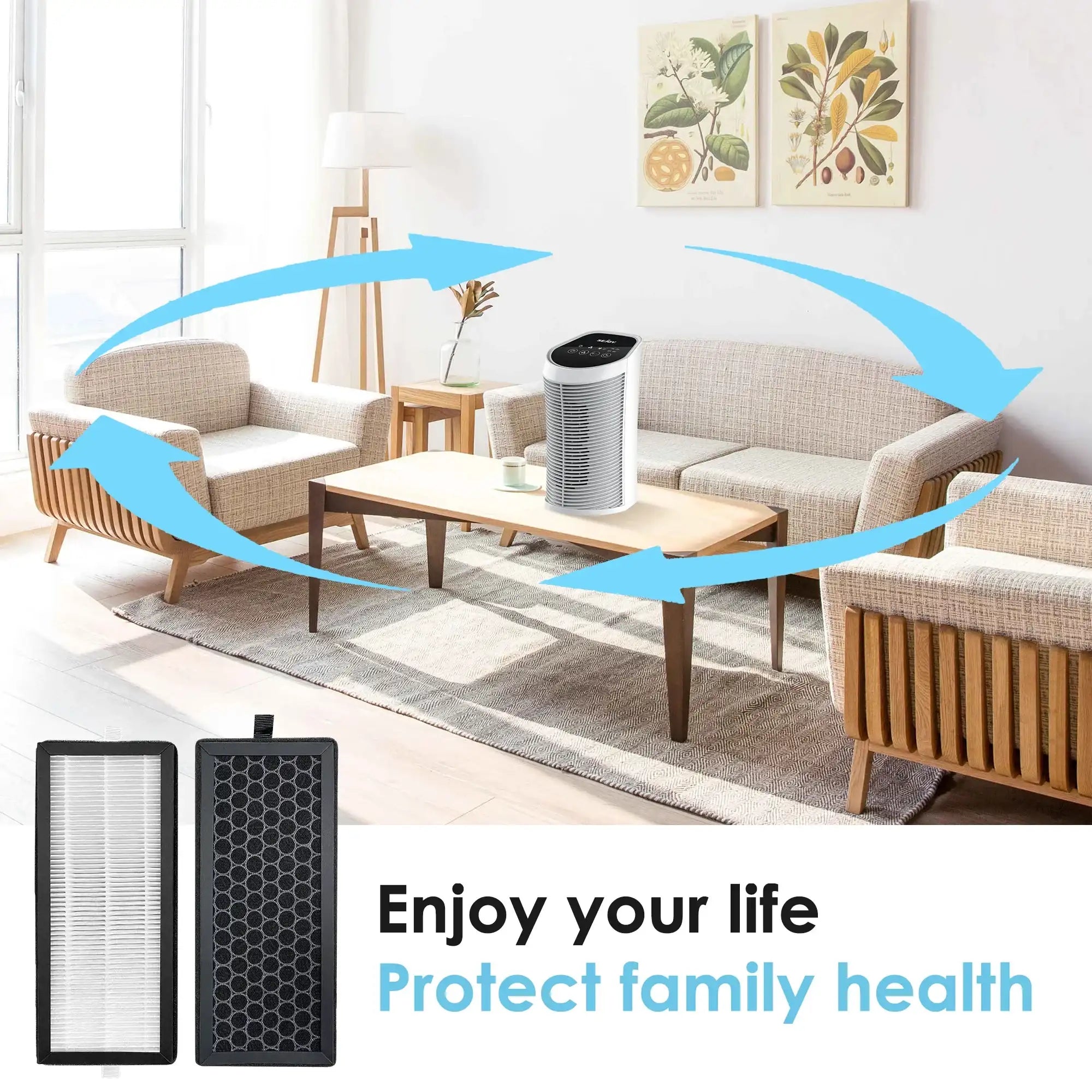 H13 True HEPA Replacement Air Purifier Filter – Activated Carbon Composite for Clean Indoor Air