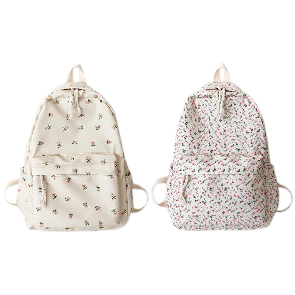 Women’s College Student Large Capacity Backpack – Adjustable Straps & Flower Design